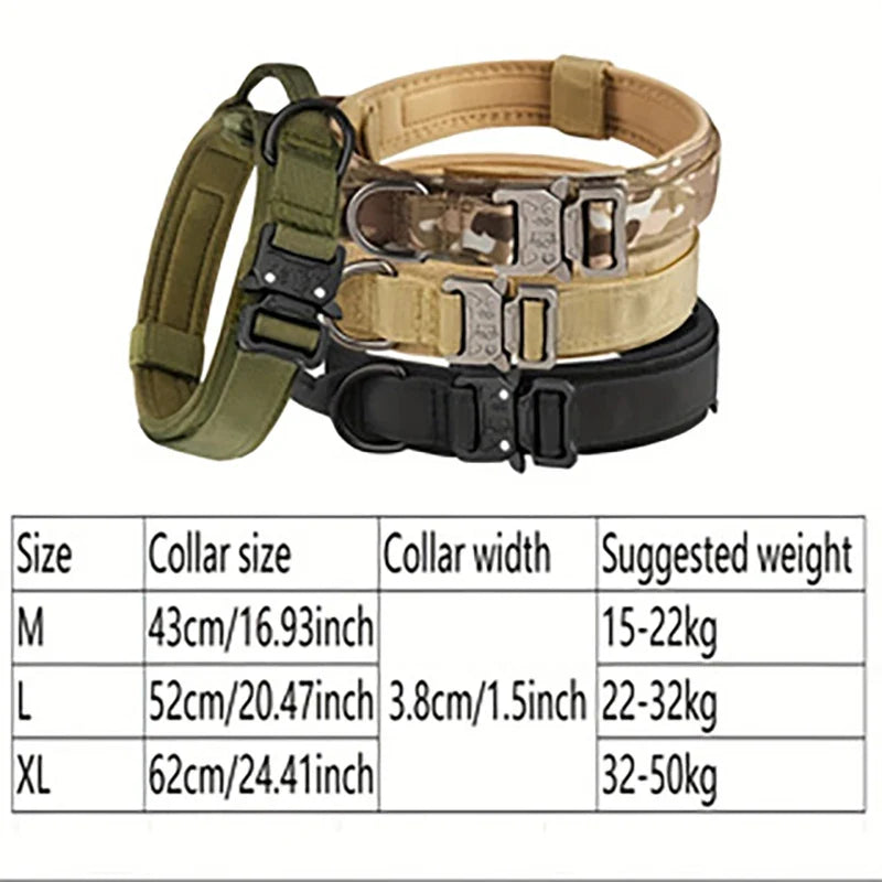 Tactical Dog Collar Adjustable Military Nylon Dog Collar with Control Handle and Heavy Duty Metal Buckle for Medium & Large Dog - M | Purrfect Pet Kingdom