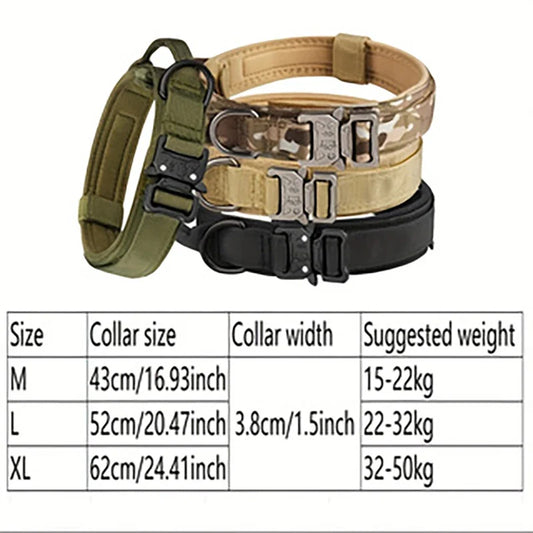 Tactical Dog Collar Adjustable Military Nylon Dog Collar with Control Handle and Heavy Duty Metal Buckle for Medium & Large Dog - M | Purrfect Pet Kingdom