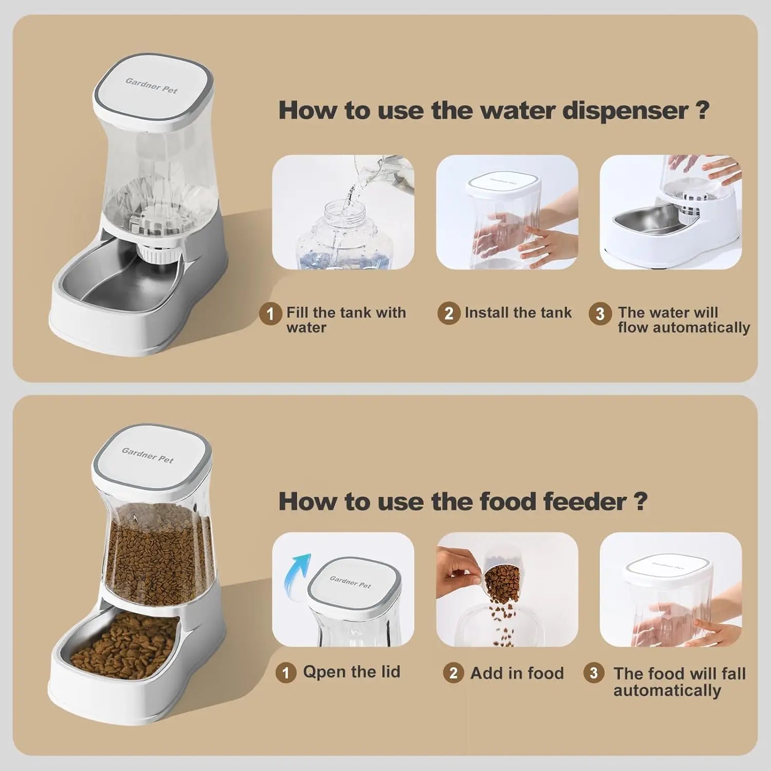 Majestic Pet Kingdom - Automatic Pet Feeder And Water Dispenser Set Stainless Steel Bowls View 6