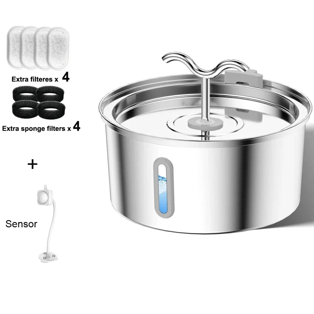 Majestic Pet Kingdom - 3L Cat Water Fountain Stainless Steel Pet Water Fountain with Automatic Water Fountain for Cats Inside Dog Fountain Dispenser View 12