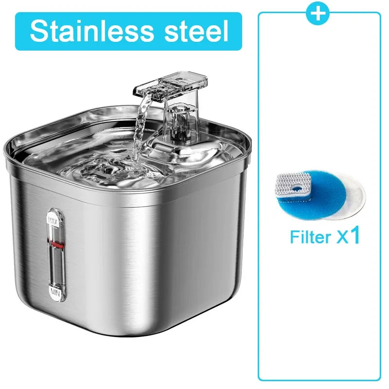 Stainless Steel Automatic Pet Water Dispenser Cat Drinking Fountain With Sensor Filter Cats Dog Ultra Quiet Pump Water Foutain - Majestic Pet Kingdom
