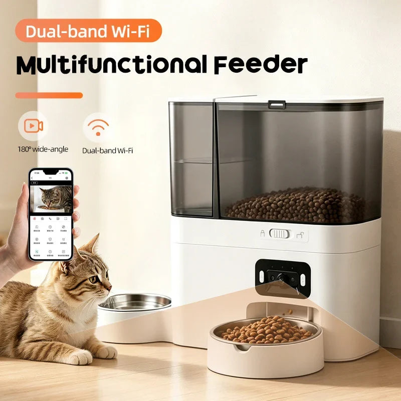 Automatic Camera Automatic Pet Feeder Water Fountain WIFI APP Video Smart Dog 5L Food Dispenser 3L Gravity Water Drinker Bowl - Majestic Pet Kingdom
