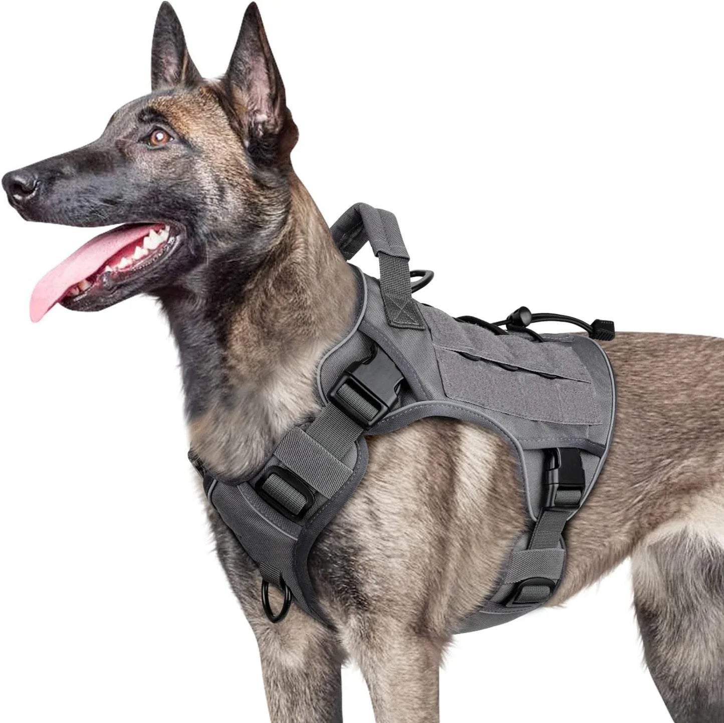 Adjustable No-Pull Tactical Dog Harness with Handle for Large Dogs - Reflective Military Vest for Labrador Retriever, Siberian H - Rose Red | Purrfect Pet Kingdom