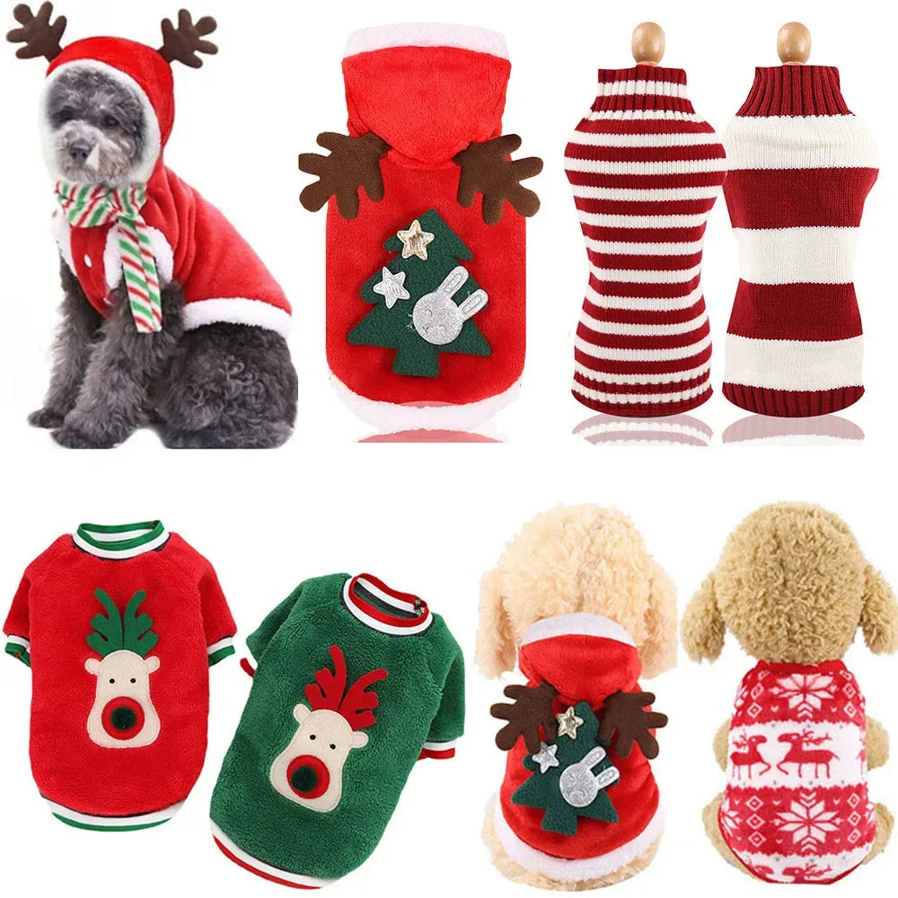 Dog Hoodies Christmas Halloween Holiday Reindeer Sweater
