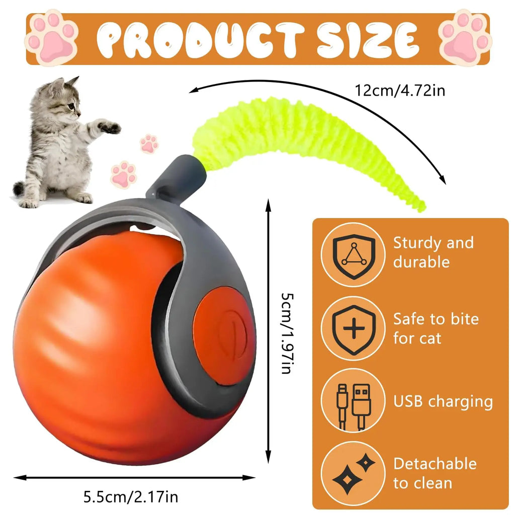 NewSpeedy Tail 2.0 Cat Toy, Speedy Tail Cat Toy, Interactive Cat Ball Toy, Smart Cat Toys Ball, Two Speed Adjustment, with Tail - Majestic Pet Kingdom