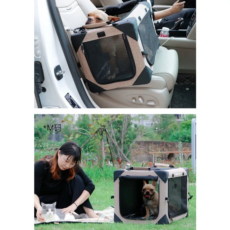 Dog Crate Travel Foldable Pet Crate for Puppy/Small Dog 18 Lbs Soft Cat Carrier Fit for Indoor & Outdoor/Car Back Seat/Trunk - Majestic Pet Kingdom