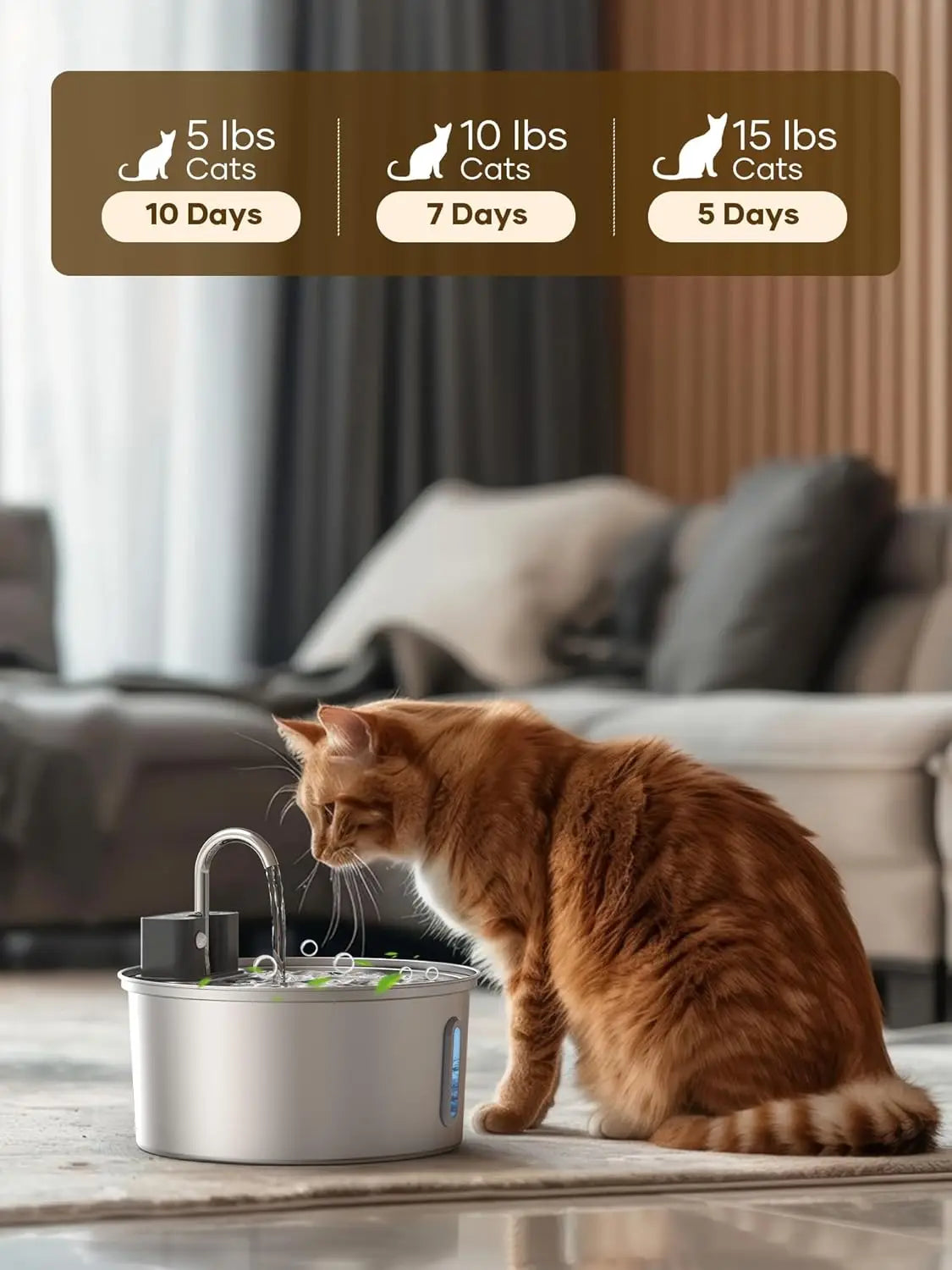 Majestic Pet Kingdom - 3L Stainless Steel Wireless Recharging Sensor Pet Cat Water Fountain Auto Drinking Fountain For Cats Dog Drinker Dispenser Bowl View 2