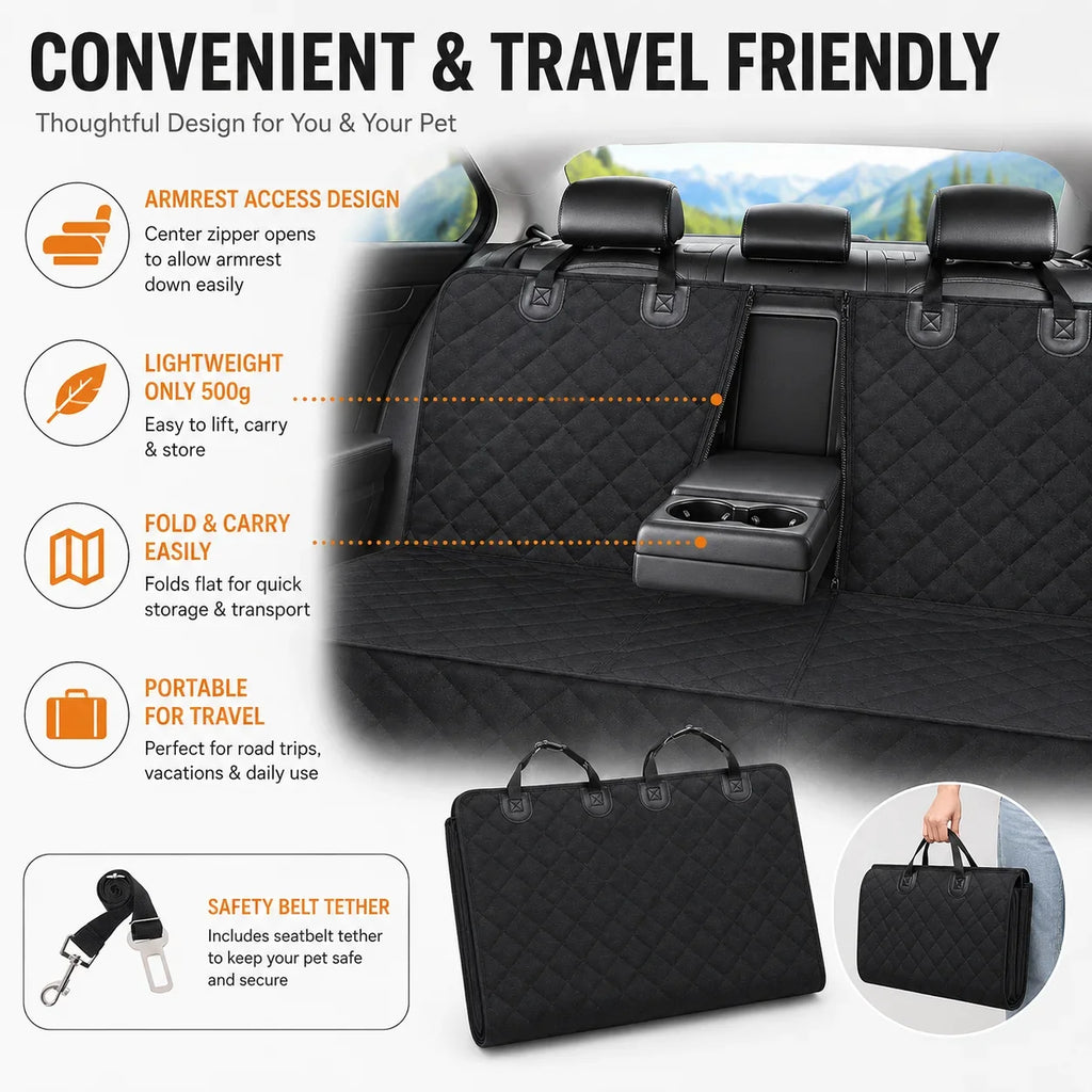 Dog Seat Cover Waterproof Lightweight Quilted Rear Bench