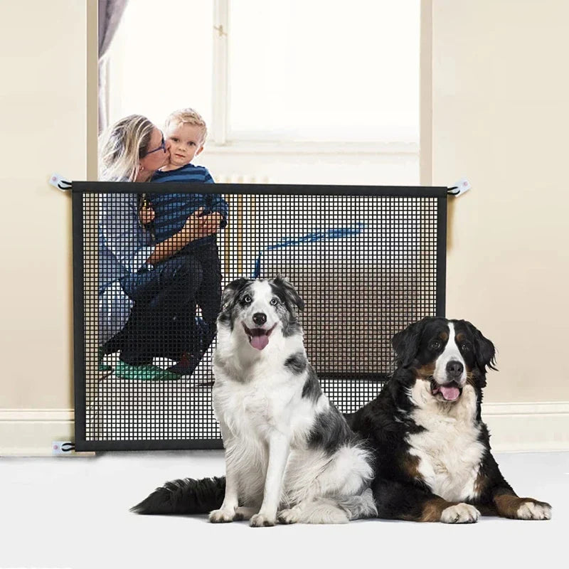 Pet Dog Barrier Fences With 4Pcs Hook Pet Isolated Network Stairs Gate New Folding Breathable Mesh Playpen For Dog Safety Fence - Majestic Pet Kingdom