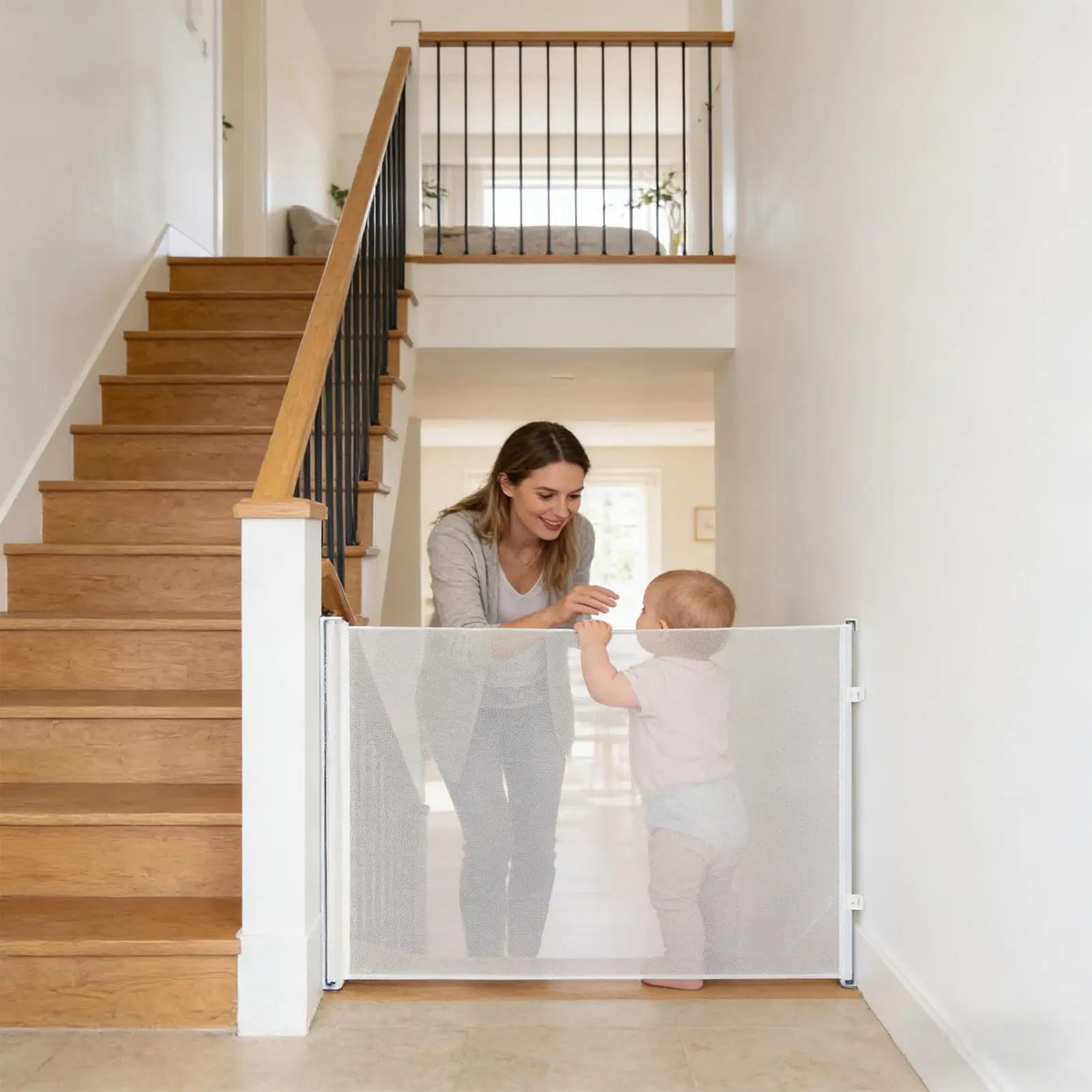 Dog Gate No Drilling Retractable Small Fence Dog Stairway Safety Barrier Enclosure for Outdoor Indoor Hallway Staircase Porch - Majestic Pet Kingdom