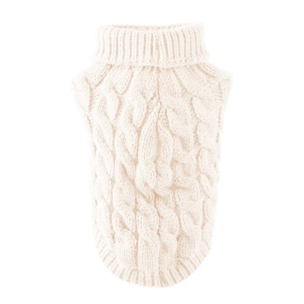 Classic Solid Knit Dog Sweater | Warm Winter Pullover for Small Breeds