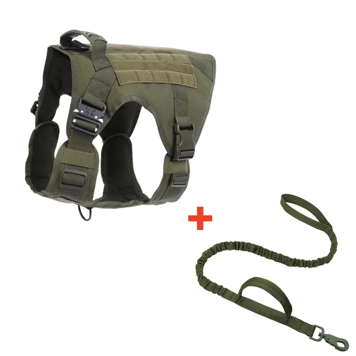 Tactical Military Vest Pet German Shepherd Golden Retriever Tactical Training Dog Harness and Leash Set For All Breeds Dogs - Green 4 piece set | Purrfect Pet Kingdom
