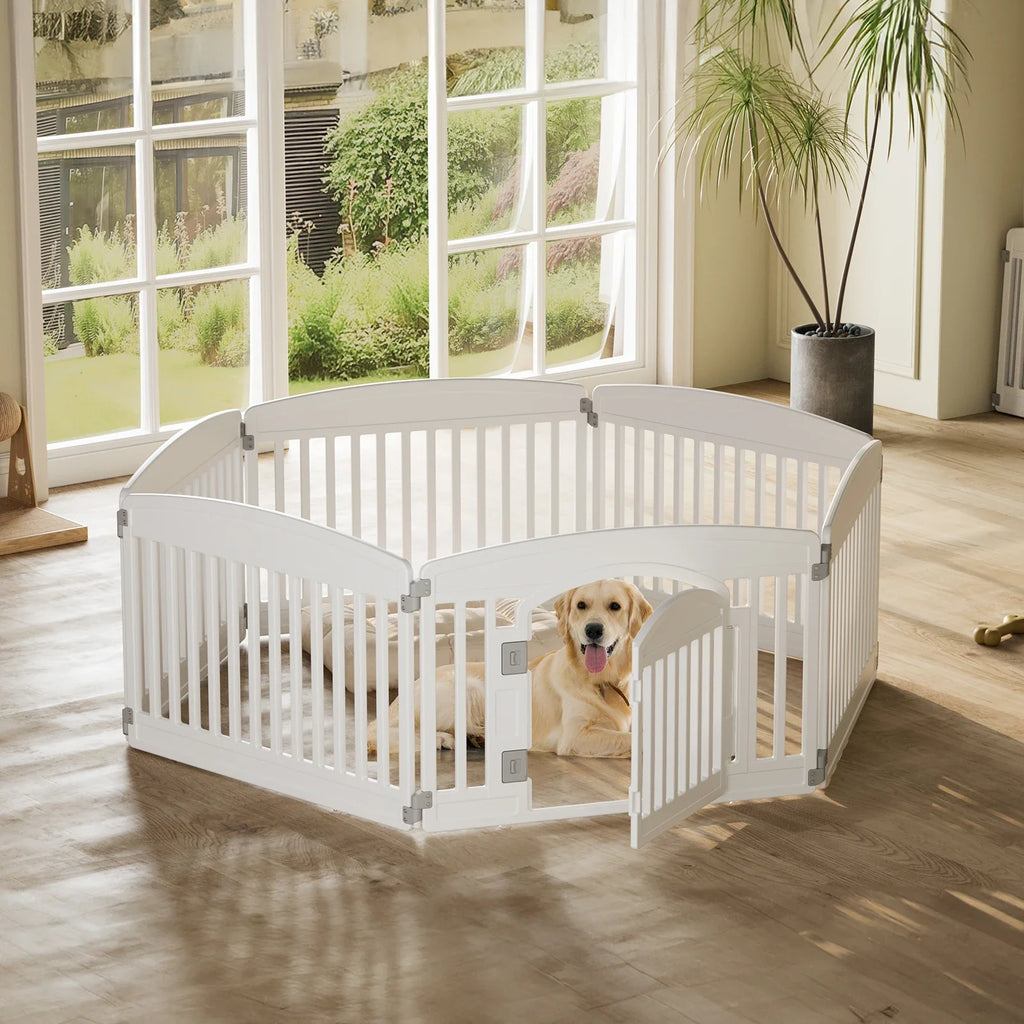 JHK Plastic Dog Playpen Expandable Pet Fence Indoor Outdoor - Majestic Pet Kingdom