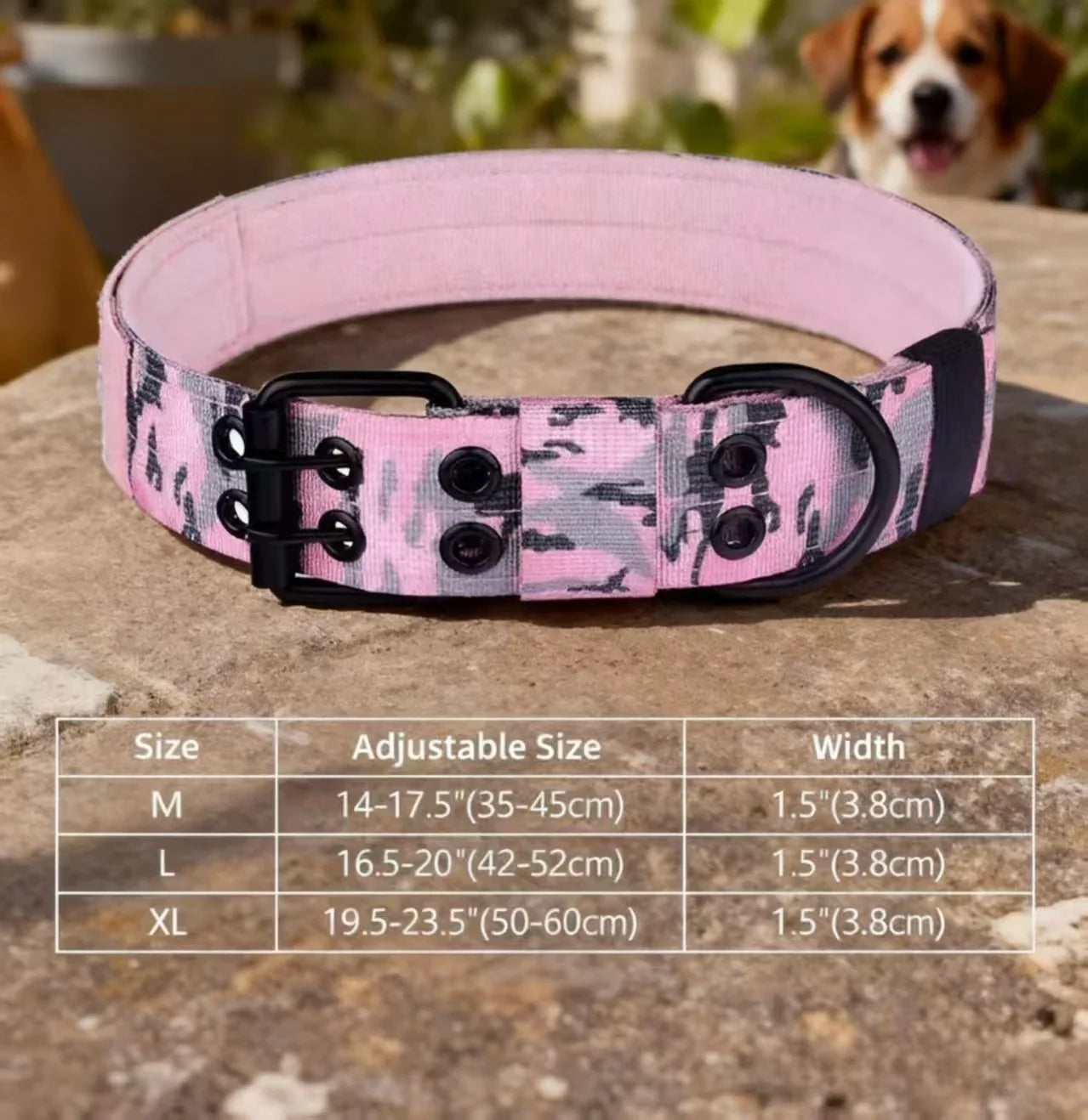 Tactical Dog Collar, Heavy Duty Nylon Dog Collar with Double Buckle, Adjustable Military Dog Collar for Medium Large Dogs - black | Purrfect Pet Kingdom