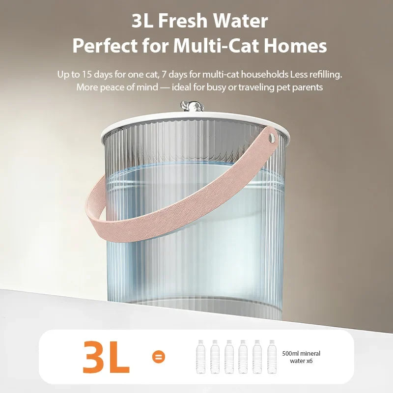 ROJECO Wireless Smart Pet Water Fountain Tilting 3L Cat Water Dispenser 2600mAh No-Filter Design Automatic Cat Fountain Drinker - Majestic Pet Kingdom