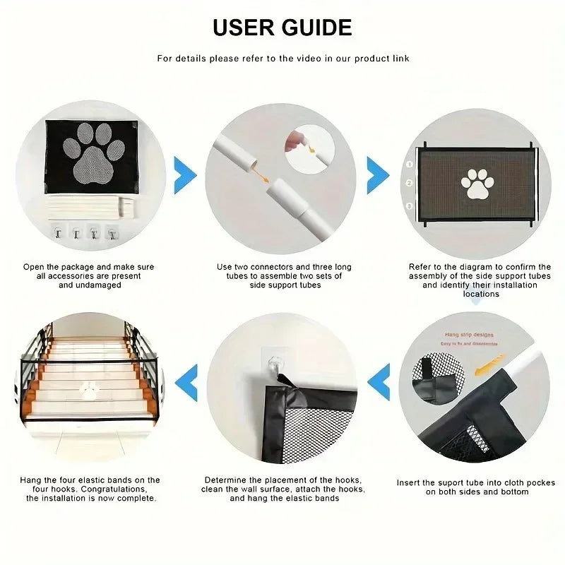 Pet Dog Barrier Fences Portable Folding Breathable Mesh Pet Safety Gate Isolated Networks Doorways Staircases Dog Fences | Purrfect Pet Kingdom