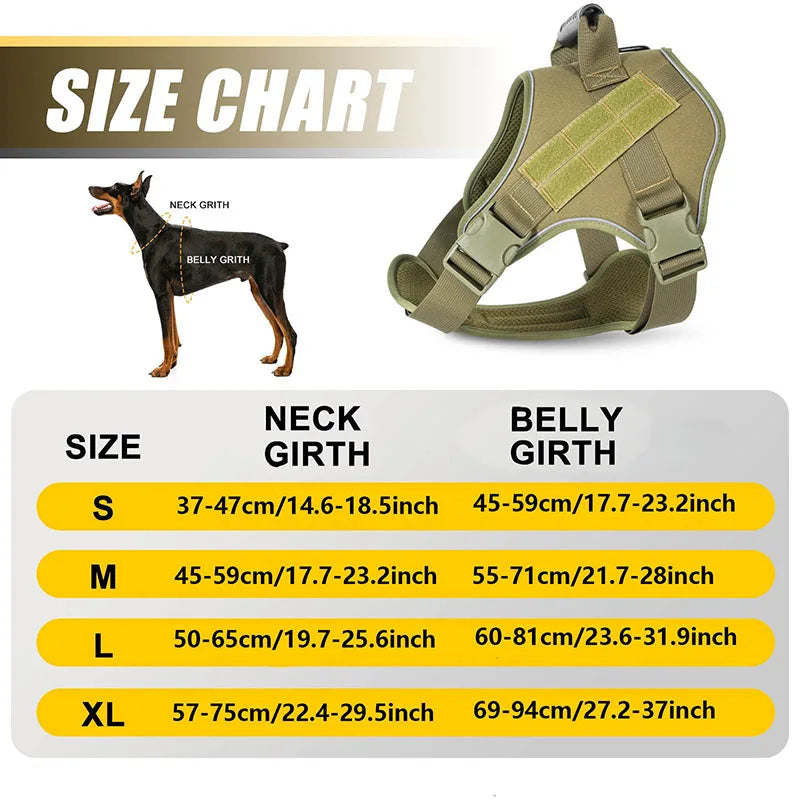Tactical Dog Harness for Large Dogs No Pull Explosion Proof Heavy Duty Adjustable Military Grade K9 Training Walking Vest - JY2500120-GN | Purrfect Pet Kingdom