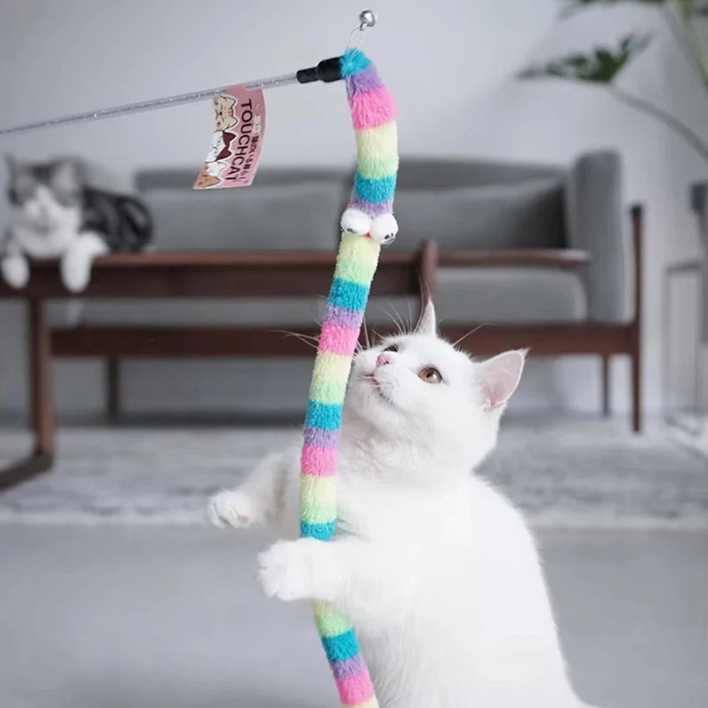 1PC Soft cartoon caterpillar, cat teasing stick, cat interactive toy, pet cat supplies, cat teasing accessories - Majestic Pet Kingdom