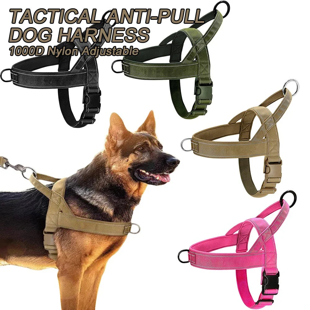 Tactical Anti-Pull Dog Harness - 1000D Nylon Adjustable for Large | Majestic Pet Kingdom™