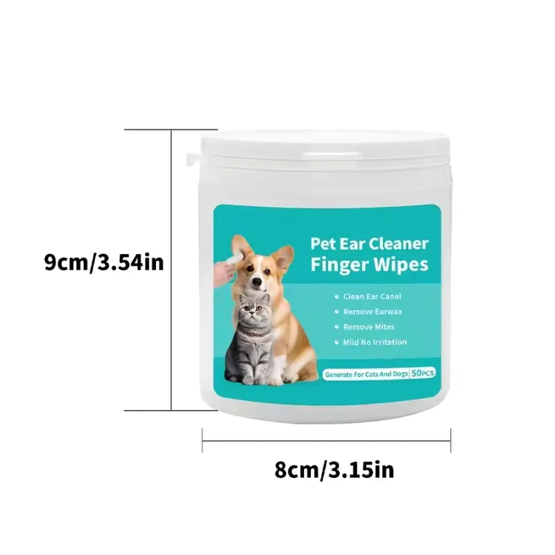 Disposable Pet Ear Cleaning Wipes | Finger Cover Ear Care for Dogs and Cats