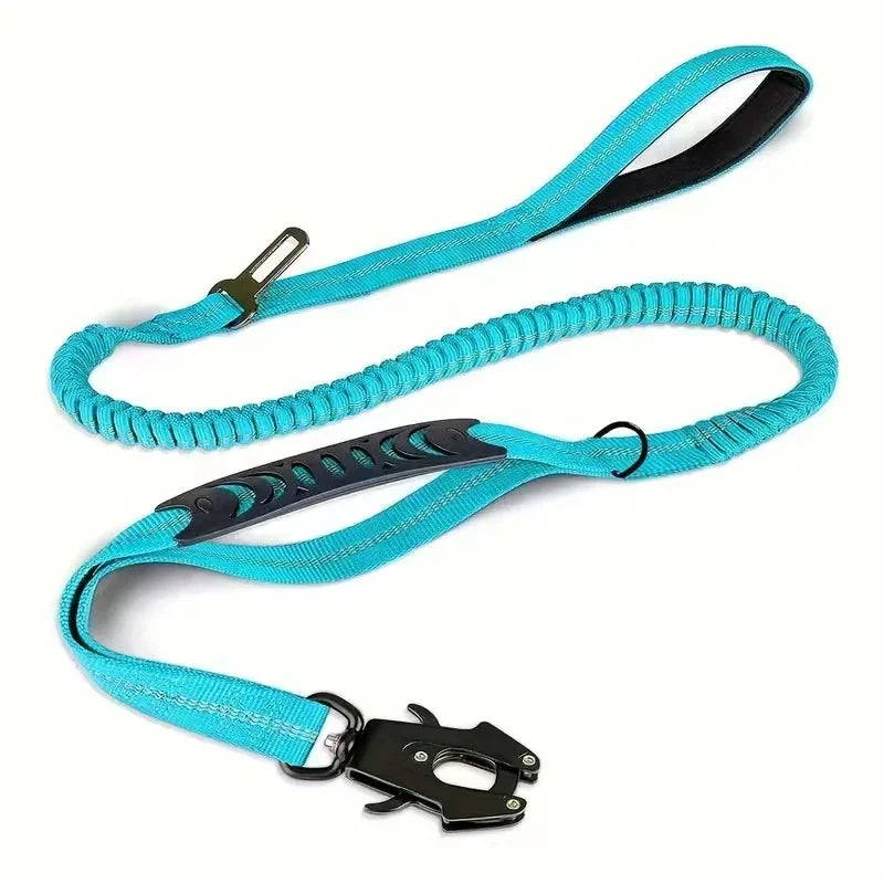 Tactical Dog Leash Heavy Duty, 4-6FT Shock Absorbing Bungee Lead with 2 Padded Handle, Metal Carabiner Clip, Car Seatbelt, Stron | Purrfect Pet Kingdom
