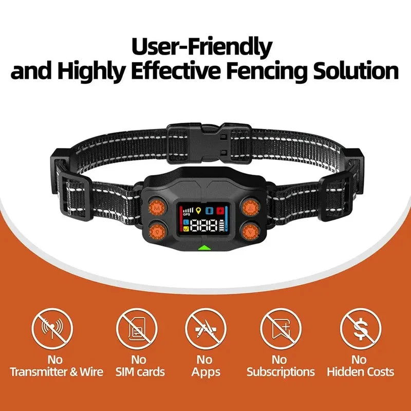 GPS Dog Fence Wireless Smart Pet Training Collar Invisible OLED