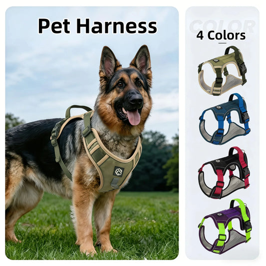 Tactical Dog Harness Reflective Adjustable Large K9 Vest - Main Feature View | Majestic Pet Kingdom