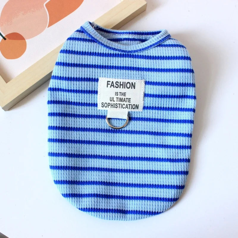Summer Clothes for Dog and Cat, Striped T-Shirt, Cute Clothes for Puppy, Chihuahua, Bichon, French Bulldog, Girl - Majestic Pet Kingdom