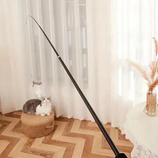 Interactive Long Extendable Pole Cat Toy with Artificial Feathers Pet Supplies for Cats Pet Toy | Purrfect Pet Kingdom