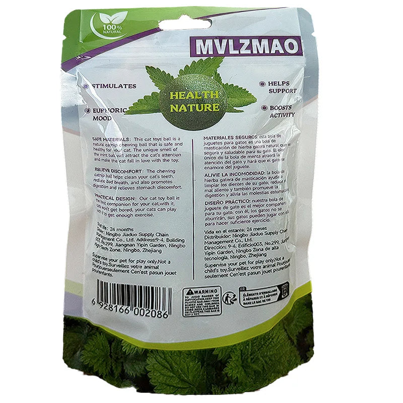 Mint Toys Edible Catnip Ball Safety Healthy Cat Catnip Cats Home Chasing Game Toy Products Clean Teeth The Stomach - Majestic Pet Kingdom
