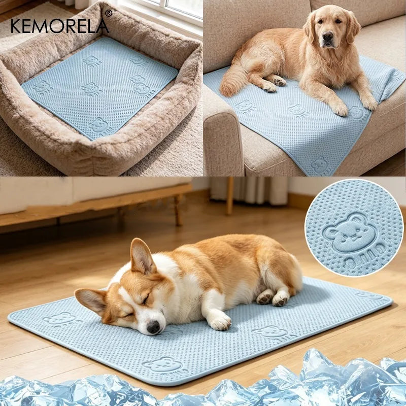 Pet Cooling Pad Smooth Bear Pattern Washable Ice Summer Mat