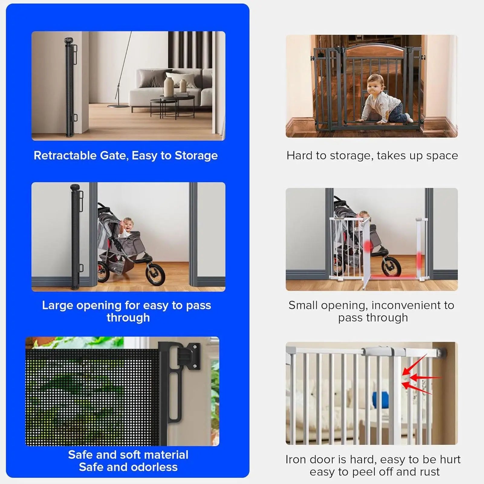 Retractable Pet Safety Gate Mesh Isolation Net Stairs Doorway | Purrfect Pet Kingdom