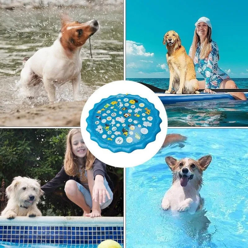 65/100cm Thickened Dog Spray Water Play Mat Cat Playmat Letter Dolphin