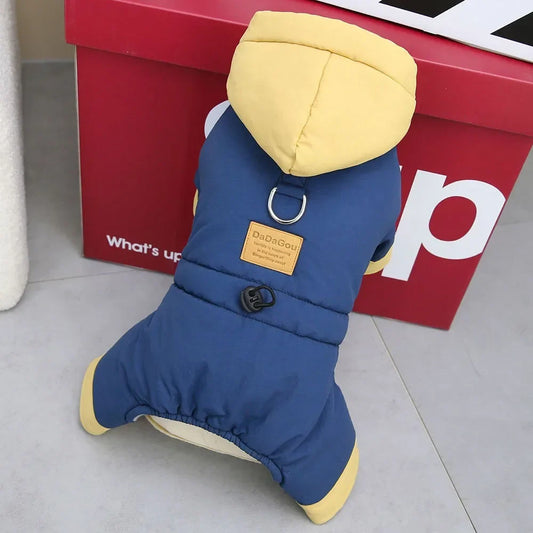 Waterproof Dog Snowsuit Warm Fleece Hooded Winter Jumpsuit - Main Feature View | Majestic Pet Kingdom