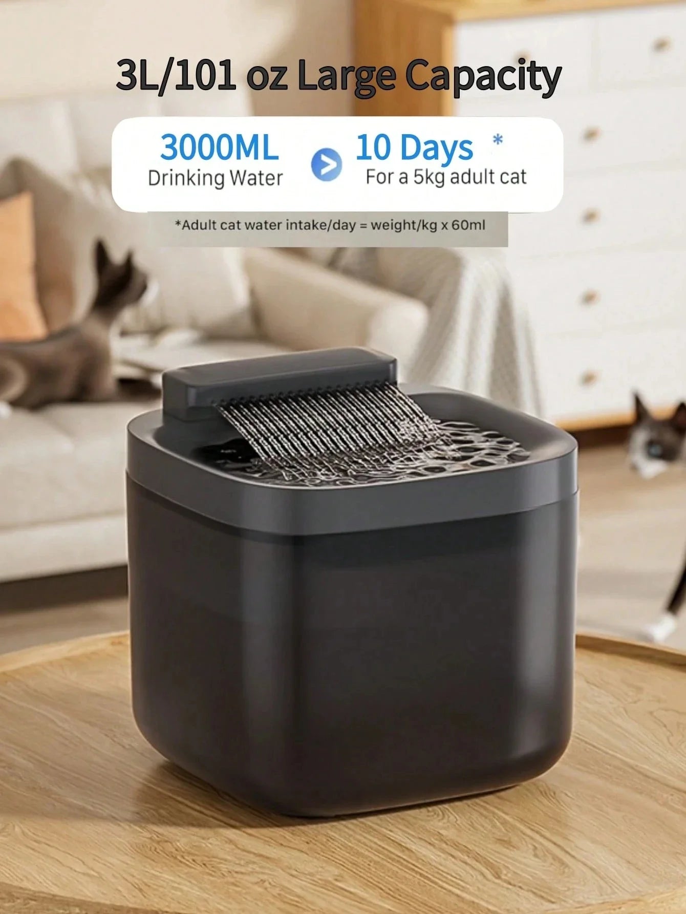 3L Automatic Pet Water Fountain With 2 Filter Cartridges, Large Capacity Quiet Design Suitable For Cats And Small/Medium Dogs - Majestic Pet Kingdom