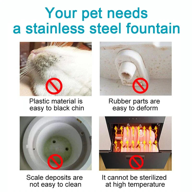 Stainless Steel Automatic Pet Water Dispenser Cat Drinking Fountain With Sensor Filter Cats Dog Ultra Quiet Pump Water Foutain - Majestic Pet Kingdom