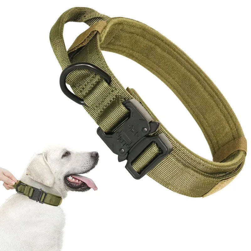 Pet Products Outdoor Tactical Dog Collar Metal Buckle Breathability Nylon Collar Medium and Large Dog Training Neck Collar Dog - black | Purrfect Pet Kingdom