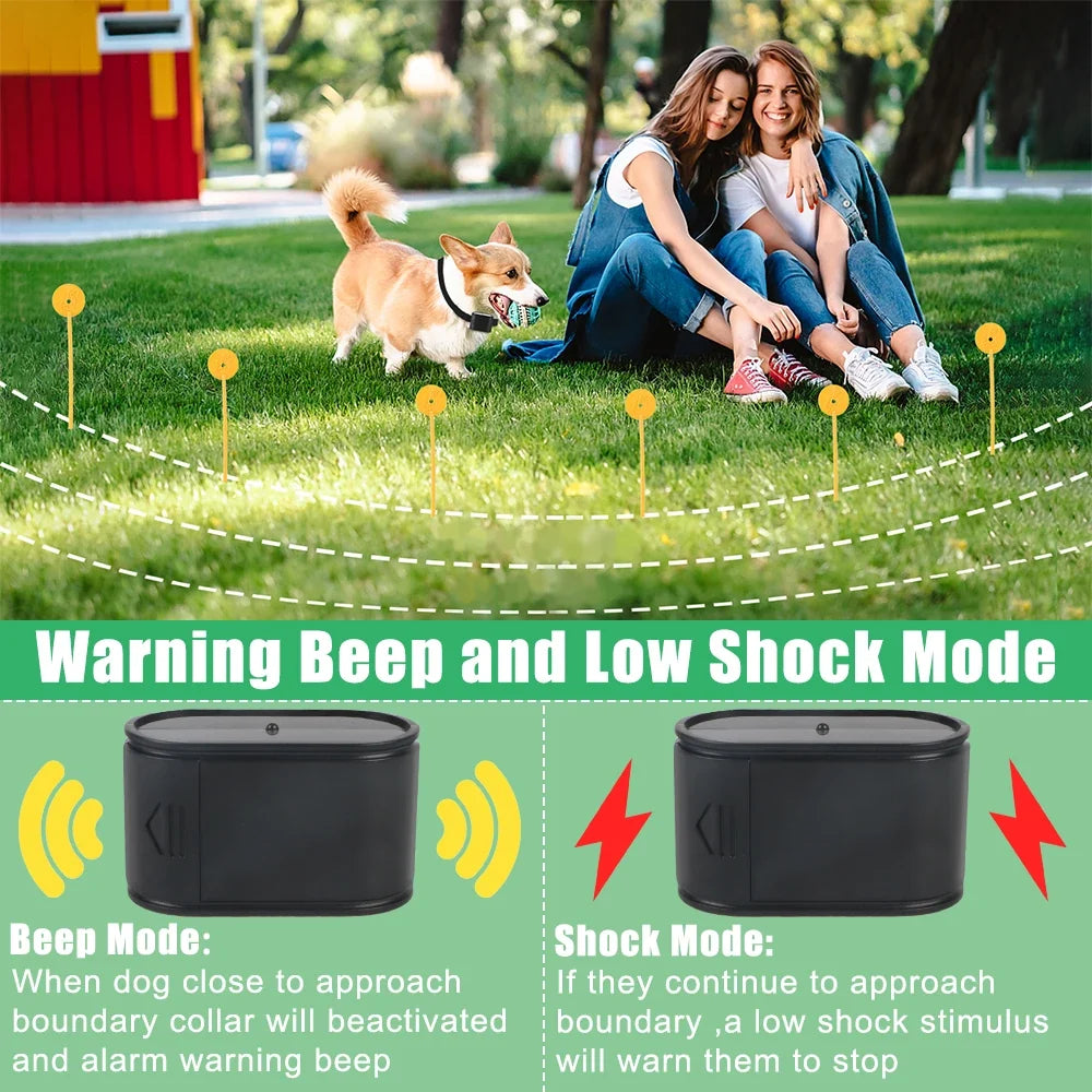 Electric Dog Fence Waterproof Electronic Pet Fence System Containment Pet Accessories Sound Shocked Collar Dog Training Collar