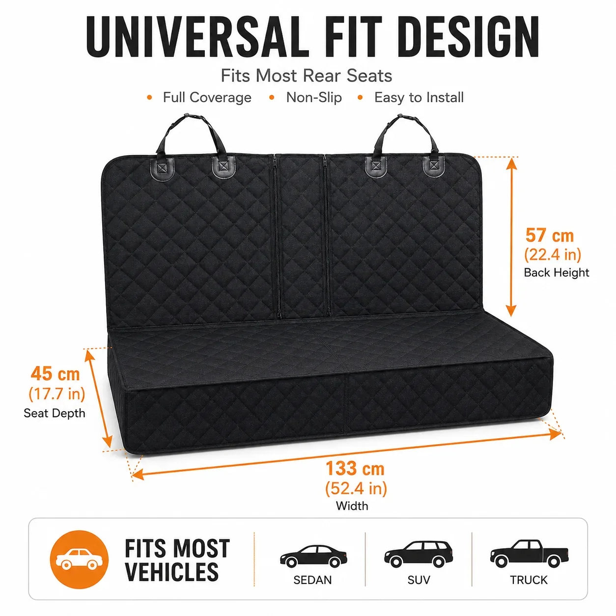 Dog Seat Cover Waterproof Lightweight Quilted Rear Bench