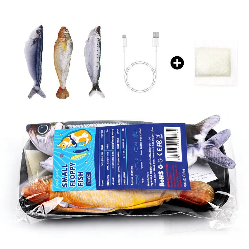 Petgravity 3PCS Electric Fish Pet Cat Toys Catnip Simulation Fish Swing Kitten Dance Fish Toy Funny Cats Playing Supplies USB Charging - Majestic Pet Kingdom