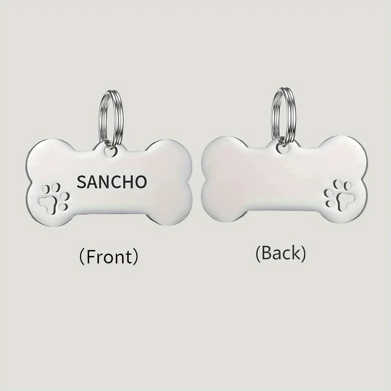 Dog ID Tag Personalized Custom Engraved Bone Metal Charm Pendant - Detail Angle 3 | Majestic Pet Kingdom
