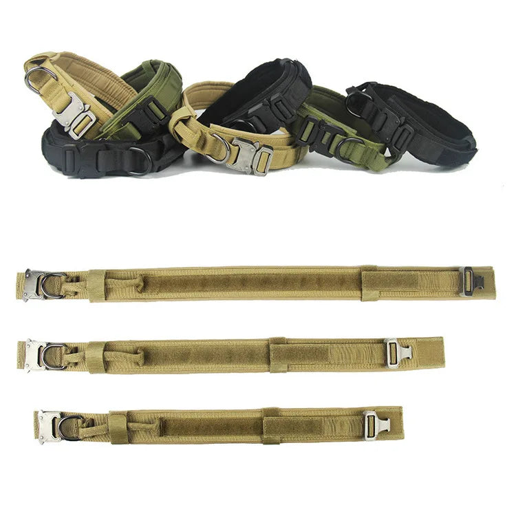 Tactical Dog Collar with Heavy Duty Metal Buckle Control Handle Nylon Military Dog Collar for Medium Large Dog - Majestic Pet Kingdom