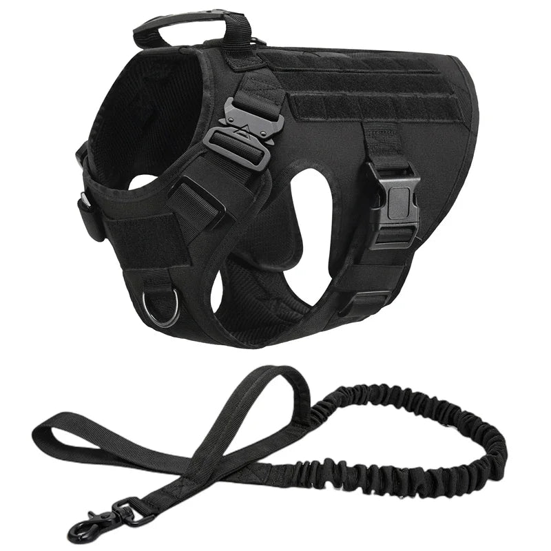 CANBOUN Tactical Military Vest Pet German Shepherd Golden Retriever Tactical Training Dog Harness And Leash Set For All Breeds D - Khaki 5 piece set | Purrfect Pet Kingdom
