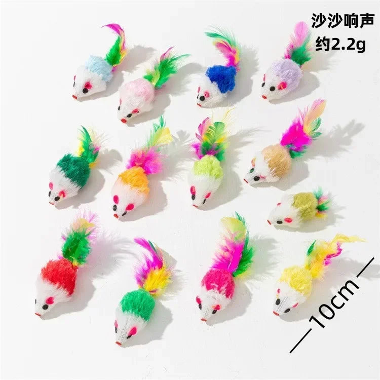 3-200 Pcs Rattle Cat Mouse Toys Also Prefilled Catnip Faux Fur Cat Toys Interactive Cat Game Catnip Toys for Cats Pet Products - Majestic Pet Kingdom