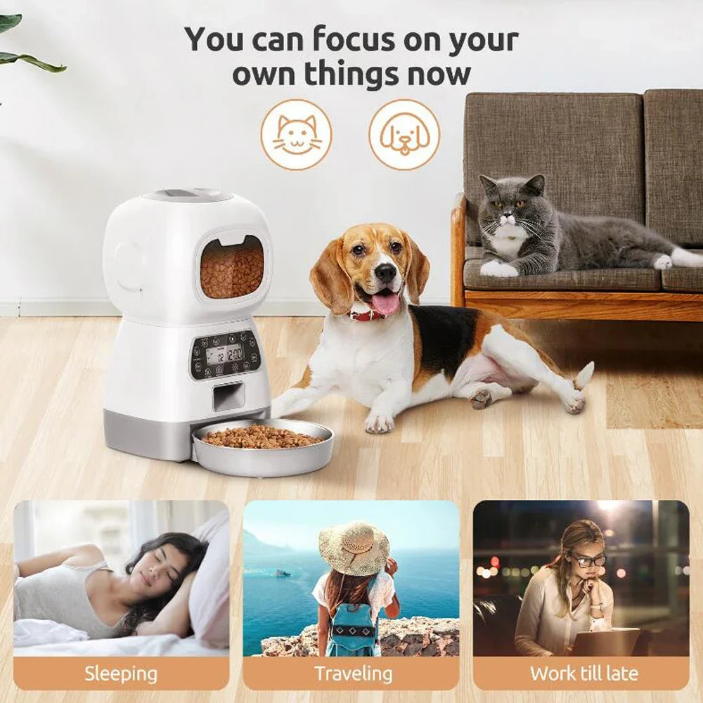 3.5L Automatic Pet Feeder For Cats WiFi Smart Swirl Slow Dog Feeder With Voice Recorder Large Capacity Timing Cat Food Dispenser - Majestic Pet Kingdom
