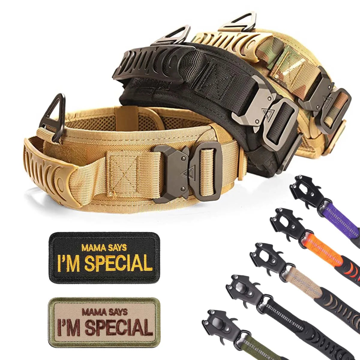 Military-Grade Tactical Dog Collar with Handle Heavy Duty