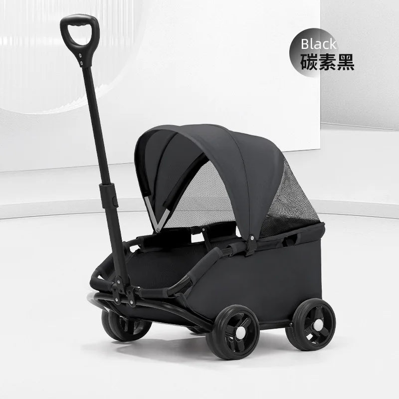 4-Wheel Dog Stroller with Sunshade Cover Pet Carrier for Outdoor Travel Shopping Walking Suitable for Small Dogs and Cats