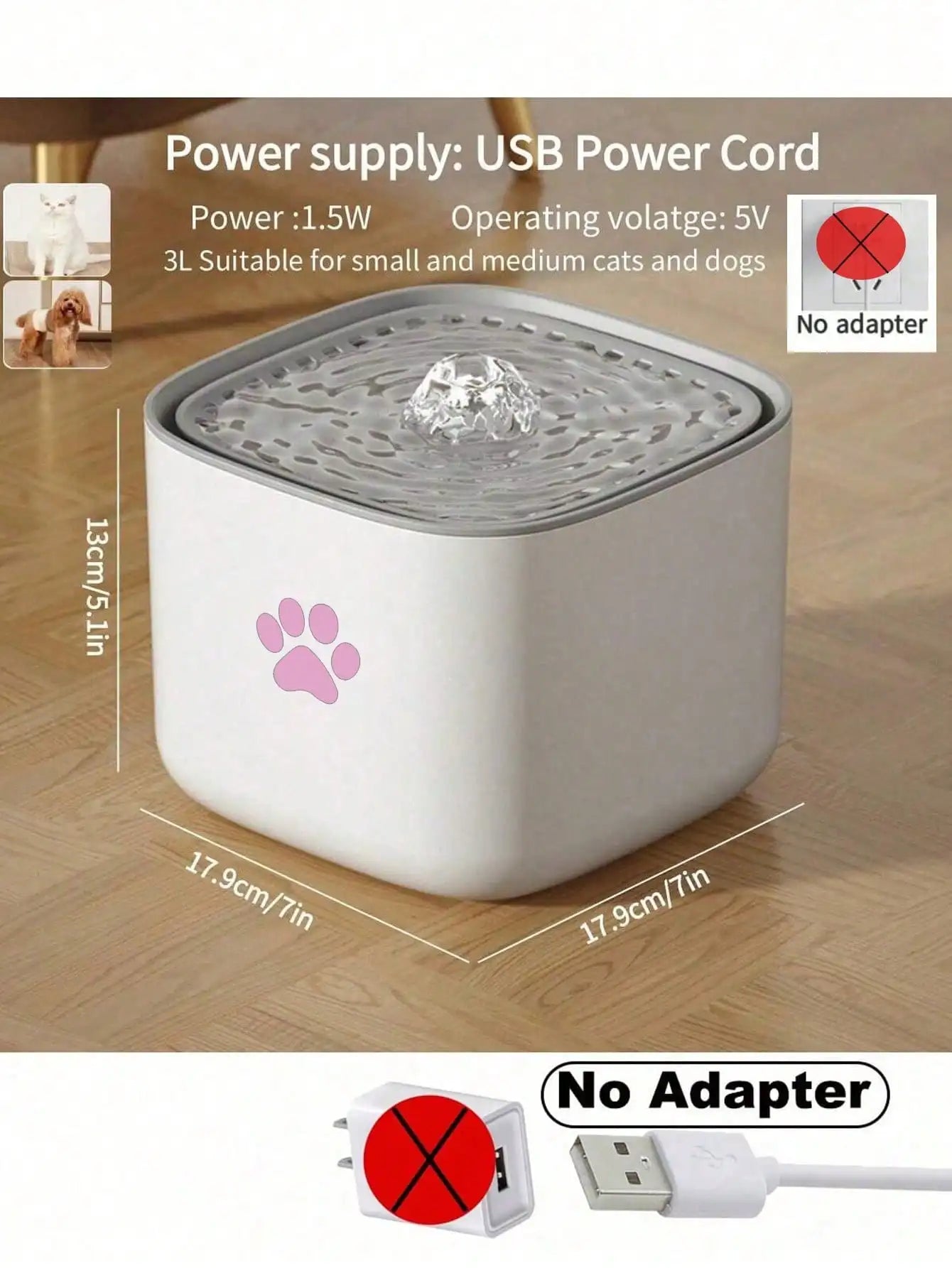 3L/101.45oz pet water fountain, suitable for cats and dogs, with automatic fountain and filter, quiet water circulation system, - Majestic Pet Kingdom