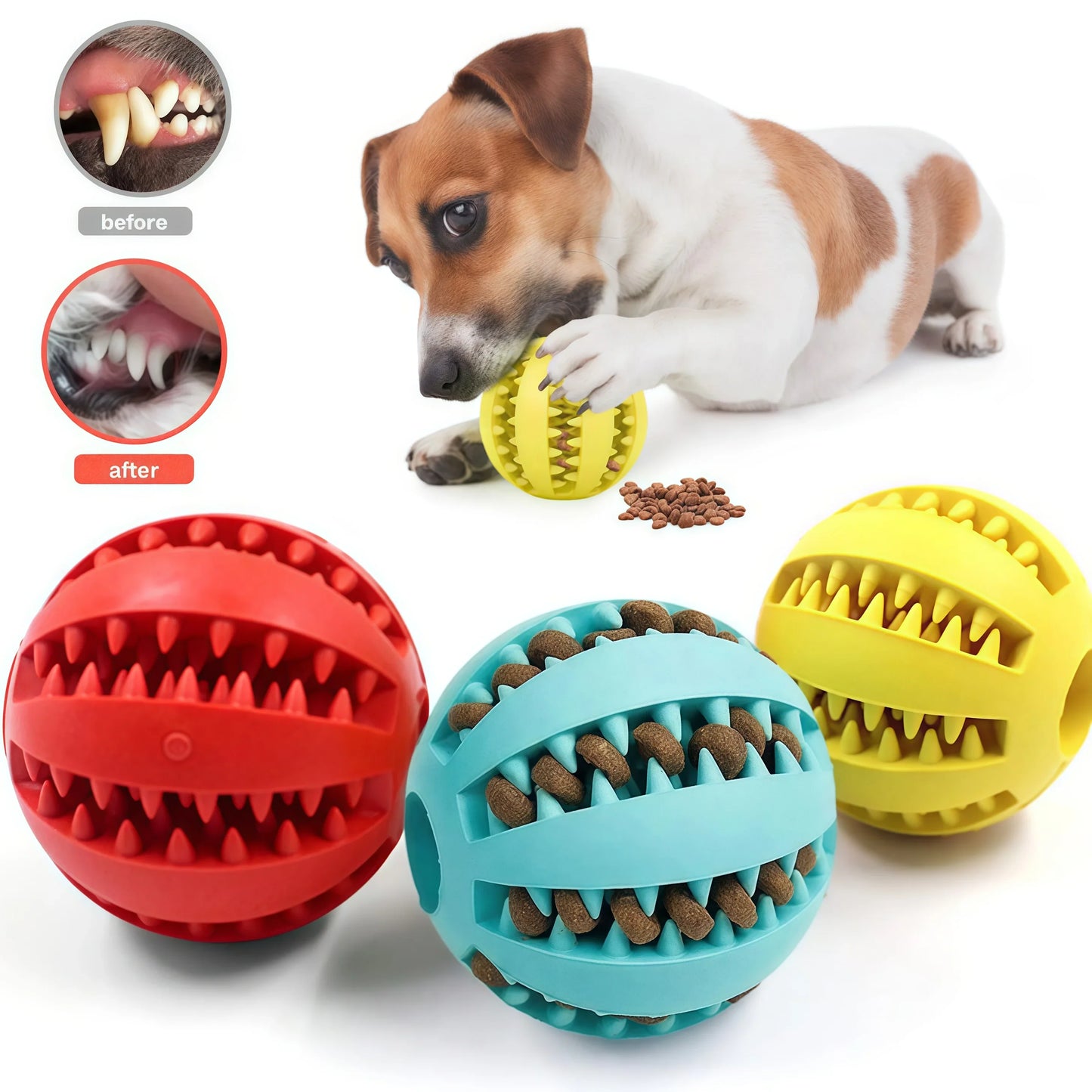 Dog Toy Ball Interactive Rubber Balls Puppy Chewing Toys Pet Tooth | Majestic Pet Kingdom™