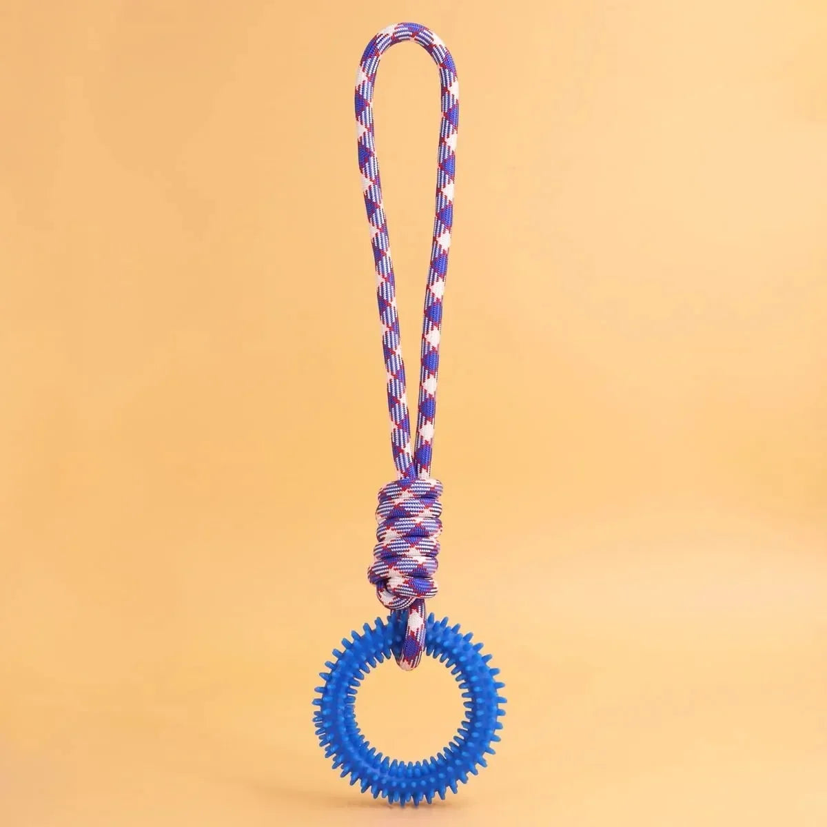 Colorful Woven Nylon Rope and Rubber Dog Toy | Chew Resistant Outdoor Play